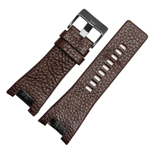 Echtes Leder-Uhr-Armband, kompatibel mit Diesel DZ1216 DZ1273 DZ4246 DZ4247 DZ4287 Armband Herren Armband Armbanduhren Notch Band 32mm (Color : Brown-black A, Size : 32-18mm) von EDVENA