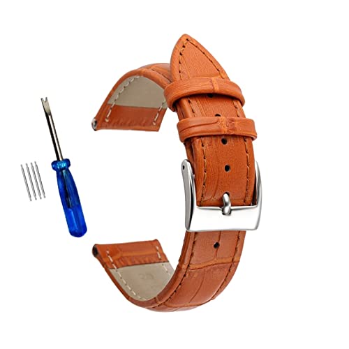 Hohe Qualität Echtes Leder Armband 20mm 22mm 18mm Uhr Band Stahl Pin Schnalle Blaue Strap 24mm Armband Armband + Werkzeug (Color : Light brown, Size : 16mm) von EDVENA