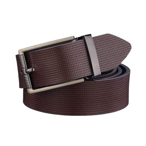 Hohe Qualität Pin Schnalle Weiß Echtes Leder Bund Lässige Mode Männer Gürtel Klassischer Designer-Taille Strap (Size : 120CM, Color : Coffee Gray buckle) von EDVENA