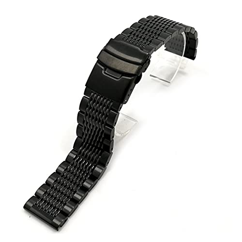 Luxus 22/20 / 24mm Solid Milan Link Edelstahl Uhrenarmband Faltschließe Sicherheitsuhren Strap Armband Ersatz (Color : Black, Size : 24mm) von EDVENA