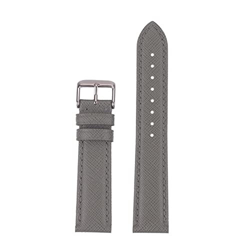 Saffiano Cross Muster Echtes Leder Uhrenarmband Kompatibel mit Mann & Frau 18mm 20mm 22mm 7 Farben (Color : Grey, Size : 18mm) von EDVENA