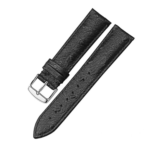 Straußmuster Echtes Lederband 12 13 14 15 16 17 18 19 20 21 22 24mm rotes grünes Armband kompatibel mit Tissot DW. Mido Ck Watch-Kette (Color : BLACK WHITE, Size : 13mm) von EDVENA