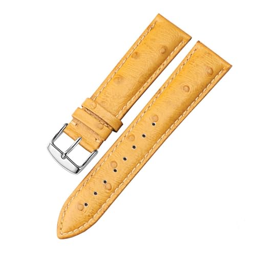 Straußmuster Echtes Lederband 12 13 14 15 16 17 18 19 20 21 22 24mm rotes grünes Armband kompatibel mit Tissot DW. Mido Ck Watch-Kette (Color : Beige, Size : 20mm) von EDVENA