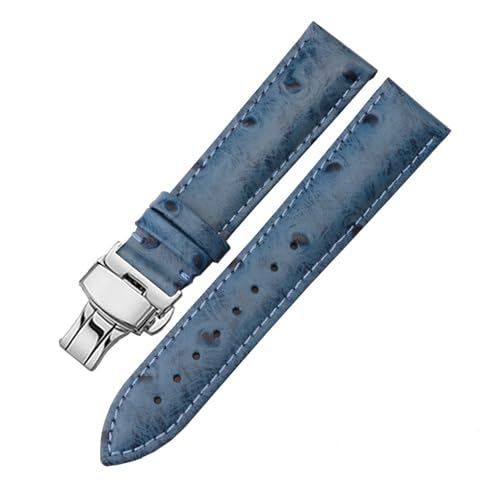 Straußmuster Echtes Lederband 12 13 14 15 16 17 18 19 20 21 22 24mm rotes grünes Armband kompatibel mit Tissot DW. Mido Ck Watch-Kette (Color : Blue Light Blue, Size : 12mm) von EDVENA