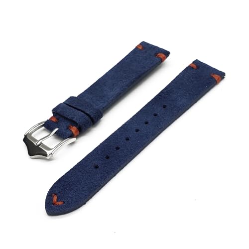 Vintage-Uhrenarmbänder Aus Wildleder Mit Schnellverschluss, Ersatz, Kompatibel Mit Uhrenzubehör For Herren Und Damen, 20 Mm, 22 Mm (Color : Blue-Orange line, Size : 20mm) von EDVENA