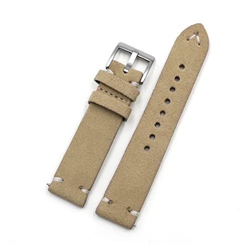 Wildleder-Uhr-Uhr-Band18mm 20mm 22mm 24mm Schnellrelease-Strap Ersatz Vintage-Armband-kompatibel mit Männern Frauen braun (Color : Beige, Size : 22mm) von EDVENA