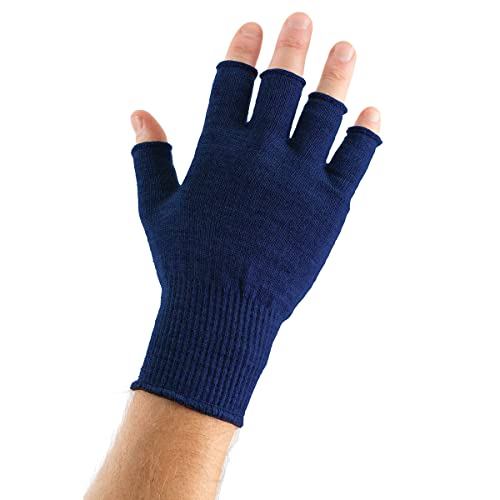 EDZ Fingerlose Handschuhe aus Merinowolle, blau, XL von EDZ