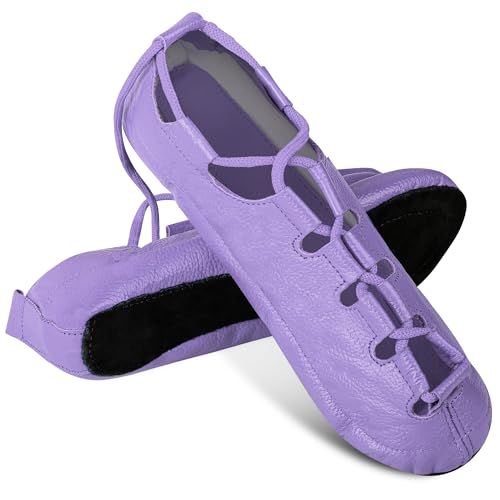 Premium Irish Dance Pumpschuhe aus weichem Rindsleder, Pump-Stil für wettbewerbsfähiges irisches Tanzen, Helles Violett, 7 Big Kid von EEASE