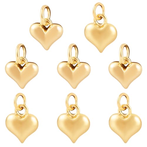 Elecrelive Anhänger in Herzform, 18 Karat vergoldet, kleine Herzanhänger, 2 Stile, goldene Messing-Anhänger für Halskette, Armband, Ohrringe, Schmuckzubehör, 8 Stück Elecrelive Anhänger in Herzform, 18 Karat vergoldet, kleine Herzanhänger, 2 Stile, goldene Messing-Anhänger für Halskette, Armband, Ohrringe, Schmuckzubehör, 8 Stück von EEE ELECRELIVE