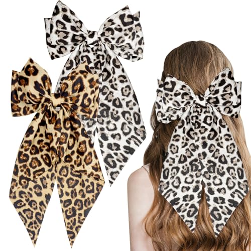 EEEKit Haarspangen, Große Schleifen-Haarklammern mit Langen Schleifenband, 2 Stück Seidige Satin-Haarspangen für Damen Haarstyling-Accessoires von EEEKit