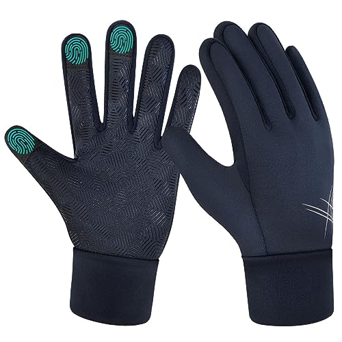 EEFOW Kinder Winterhandschuhe Touchscreen Thermo Handschuhe: Kinderhandschuhe Outdoor Sport Fahrradhandschuhe Warme Laufhandschuhe Winddichte mit Anti-Rutsch für Junge Mädch Fahrrad Blau 4-6 Jahre von EEFOW