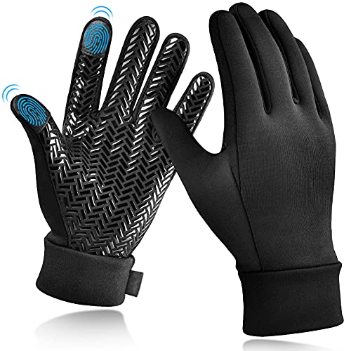 Kinder Winterhandschuhe Outdoor Thermo Handschuhe - Touchscreen Fleece Running Kinderhandschuhe Fahrradhandschuhe Laufhandschuhe mit Anti-Rutsch Full Finger für Ski Fußball Lauf Schwarz 8-10 jahre von EEFOW