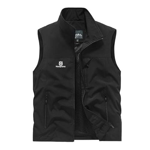 Herren-Angelweste mit mehreren Taschen, Arbeitsjacke für Hus.q_varna, leichte ärmellose Jacke für Outdoor-Wanderungen (black,3XL) von EEHUAN