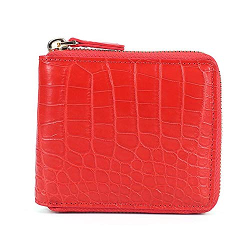 EEKUY Pocket Wallet for Men Women, Crocodile Leather Zipper Purse with Photo Bits Banknote Bit and 8 Card Slots 4.13 X 4.5 X 1 Inch (5 Colors to Choose from),Red von EEKUY