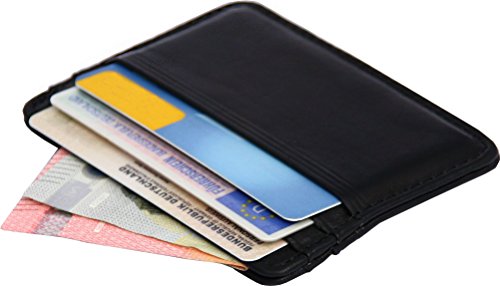 EEM Cardholder aus samtweichem, europäischem Leder mit Platz für sechs Kreditkarten, schwarz von EEM Fashion