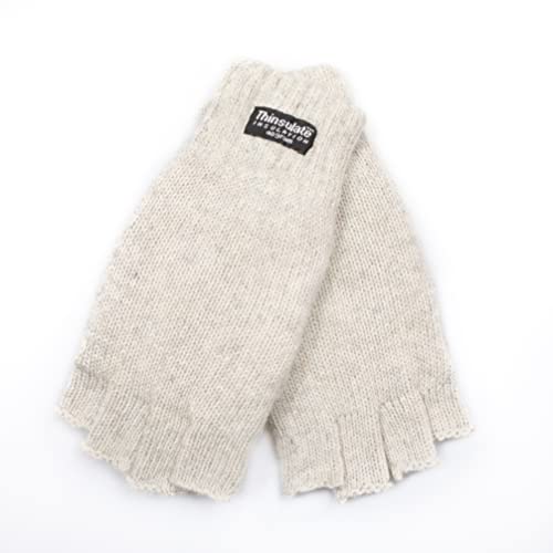 EEM Damen Halbfingerhandschuhe, weiche Wolle, Thinsulate Thermofutter, Halbfinger, grau melange L/XL von EEM Fashion
