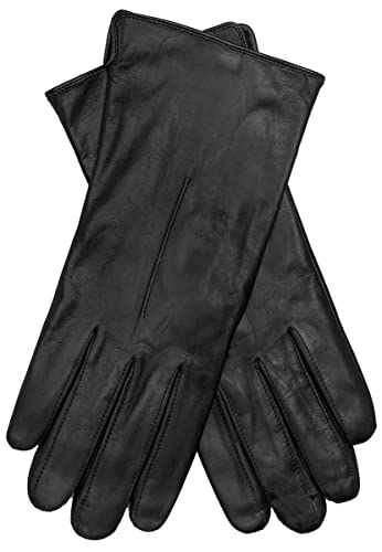 EEM Damen Lederhandschuhe, weiches italienisches Leder, weiches Fleecefutter, Ziernaht, schwarz M von EEM Fashion