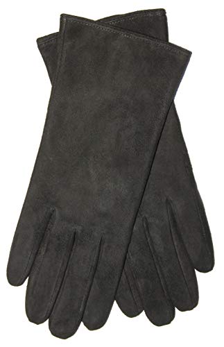 EEM Damen Lederhandschuhe weiches Veloursleder, Fleecefutter, schwarz S von EEM Fashion