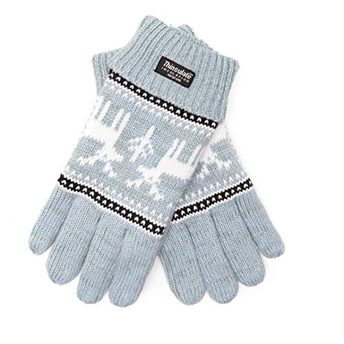 EEM Damen Strick Handschuhe X-Mas aus Baumwolle mit Thinsulate Thermofutter aus Polyester hellblau Hirsch S/M EEM Damen Strick Handschuhe X-Mas aus Baumwolle mit Thinsulate Thermofutter aus Polyester hellblau Hirsch S/M von EEM Fashion