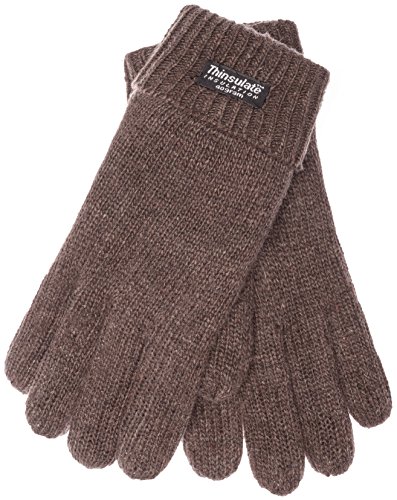 EEM Damen Strickhandschuhe, weiche Wolle, Thinsulate Thermofutter, braun S/M von EEM Fashion