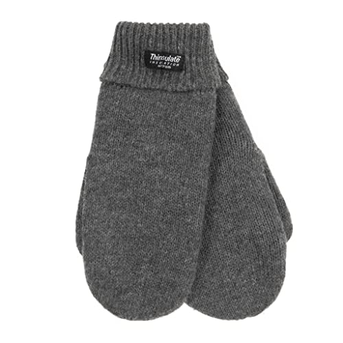 EEM Damen Winterhandschuhe Fäustling, 100% weiche Wolle, Thinsulate Thermofutter, anthrazit L/XL von EEM Fashion