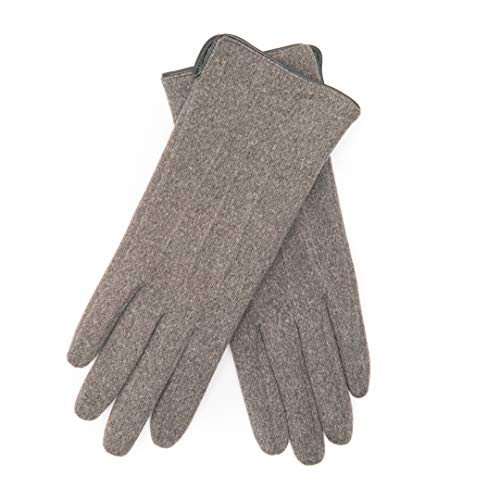 EEM Damenhandschuhe 100% vegan, elastisches Jerseymaterial, Touchfunktion, kuscheliges Teddyfleece Futter, anthrazit onesize von EEM Fashion