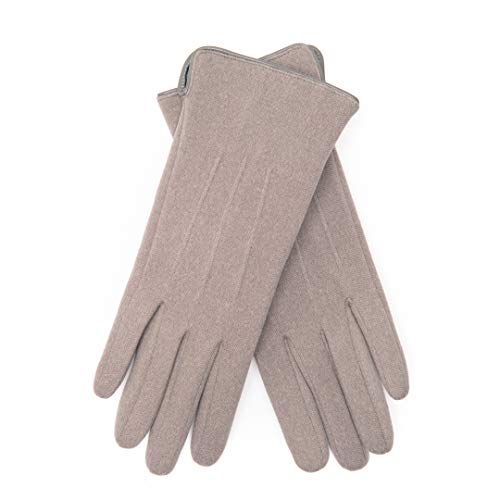 EEM Damenhandschuhe 100% vegan, elastisches Jerseymaterial, Touchfunktion, kuscheliges Teddyfleece Futter, grau melange onesize von EEM Fashion