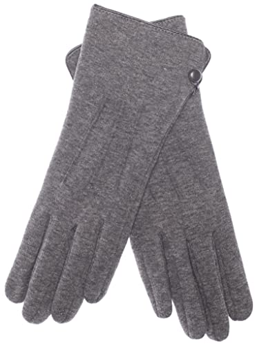 EEM Damenhandschuhe 100% vegan, weiche Baumwolle, Touchfunktion, gefüttert mit kuscheligem Teddyfleece, anthrazit onesize von EEM Fashion