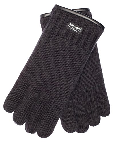 EEM Herren Strickhandschuhe, weiche Wolle, Thinsulate Thermofutter, Saum mit Paspelierung, schwarz S/M von EEM Fashion