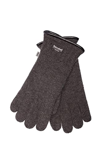 EEM Herren Strickhandschuhe, weiche Wolle, Thinsulate Thermofutter, Wildleder Patch, Saum mit Paspelierung, anthrazit S/M von EEM Fashion