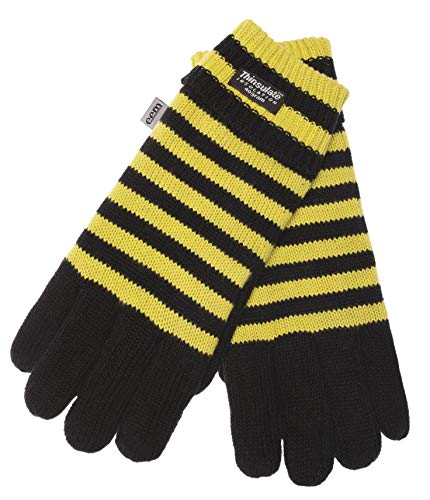 EEM Strick Handschuhe DORTMUND mit Thinsulate Thermofutter aus Polyester, Strickmaterial aus 100% Baumwolle, Fußball; schwarz-gelb, L von EEM Fashion