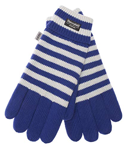 EEM Strick Handschuhe GELSENKIRCHEN mit Thinsulate Thermofutter aus Polyester, Strickmaterial aus 100% Baumwolle, Fußball; blau-weiß, L von EEM Fashion
