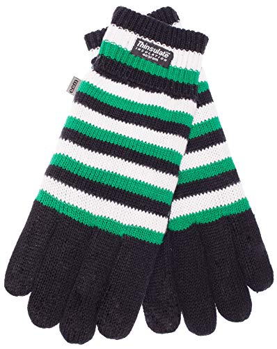 EEM Strick Handschuhe MÖNCHENGLADBACH mit Thinsulate Thermofutter aus Polyester, Strickmaterial aus 100% Baumwolle, Fußball; schwarz-weiß-grün, L von EEM Fashion