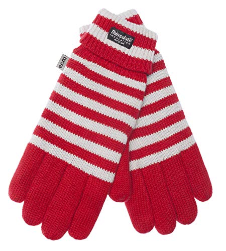 EEM Strick Handschuhe MÜNCHEN mit Thinsulate Thermofutter aus Polyester, Strickmaterial aus 100% Baumwolle, Fußball; rot-weiß, L von EEM Fashion