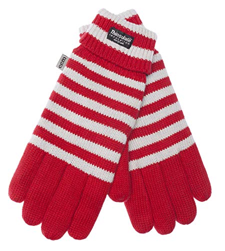 EEM Strick Handschuhe MÜNCHEN mit Thinsulate Thermofutter aus Polyester, Strickmaterial aus 100% Baumwolle, Fußball; rot-weiß, XL von EEM Fashion