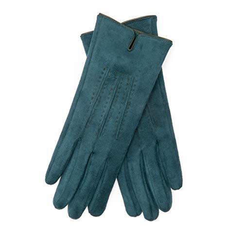 EEM Damen Handschuhe 100% vegan, Velours Optik, weiches elastisches Material, kuscheliges Teddyfleece, dunkelgrün onesize von EEM Fashion