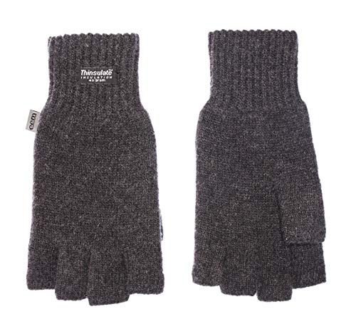 EEM Damen Halbfingerhandschuhe, weiche Wolle, Thinsulate Thermofutter, Halbfinger, anthrazit S/M von EEM Fashion