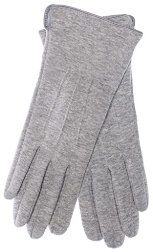 EEM Damenhandschuhe 100% vegan, weiche Baumwolle, Touchfunktion, kuscheliges Teddyfleece Futter, grau melange onesize von EEM Fashion