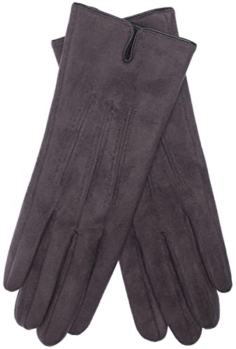 EEM Damen Handschuhe 100% vegan, Velours Optik, weiches elastisches Material, kuscheliges Teddyfleece, anthra onesize von EEM Fashion