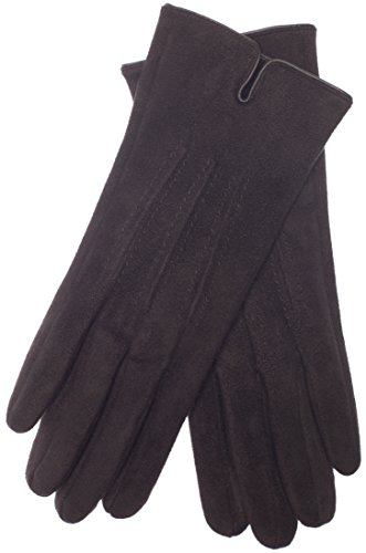 EEM Damen Handschuhe 100% vegan, Velours Optik, weiches elastisches Material, kuscheliges Teddyfleece, schwarz onesize von EEM Fashion
