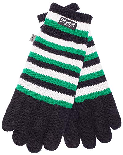 EEM Strick Handschuhe MÖNCHENGLADBACH mit Thinsulate Thermofutter aus Polyester, Strickmaterial aus 100% Baumwolle, Fußball; schwarz-weiß-grün, M von EEM Fashion