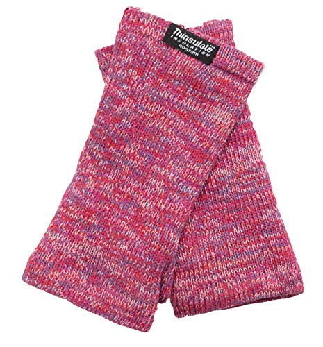 EEM Damen Strickhandschuhe Pulswärmer, weiche Baumwolle, Thinsulate Thermofutter, praktisches Daumenloch, pink mix onesize von EEM Fashion