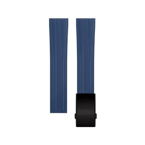 EEOMOiK 20mm Fluororubber Armband Straps Für Tissot T122 Carson Zhenme 1853 Männer Frauen T122410a T122407A T122207A Handgelenk Strap (Color : Dark Blue Black Buckle, Size : 20mm) von EEOMOiK