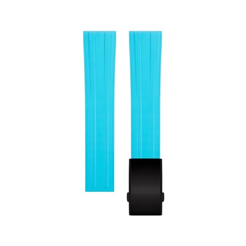 EEOMOiK 20mm Fluororubber Armband Straps Für Tissot T122 Carson Zhenme 1853 Männer Frauen T122410a T122407A T122207A Handgelenk Strap (Color : Light Blue Black Buckle, Size : 20mm) von EEOMOiK