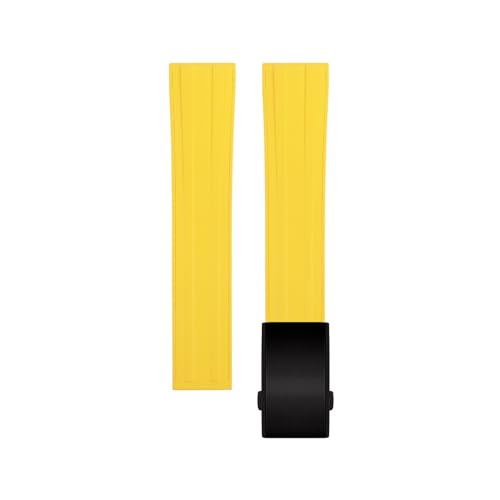 EEOMOiK 20mm Fluororubber Armband Straps Für Tissot T122 Carson Zhenme 1853 Männer Frauen T122410a T122407A T122207A Handgelenk Strap (Color : Yellow Black Buckle, Size : 21mm) von EEOMOiK