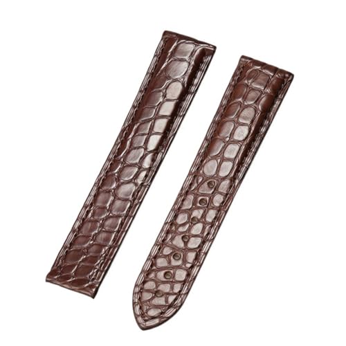 EEOMOiK Echtes Lederband mit Alligatorschnalle für Omega-Uhrenarmband, 18 mm bis 22 mm, Krokodillederarmband für Herren und Damen (Color : Brown-Without buckle, Size : 20mm) von EEOMOiK