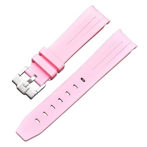 EEOMOiK Für Moonswatch Uhr gebogenes lückenloses Kautschukarmband für Omega Swatch Joint Planet Series Moon Mercury gebogenes Kautschukarmband Männer Frauen 20 mm Uhrenarmbänder(Color:Pink) von EEOMOiK