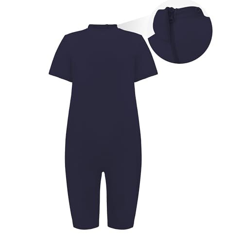 EEOST Adaptive Kleidung für Kinder, besondere Bedürfnisse, Autismus, sensorischer Overall, Anti-Streifen-Strampler mit Reißverschluss hinten, Größen 3–16 Jahre, Marineblau, 7-8 Jahre Alt von EEOST