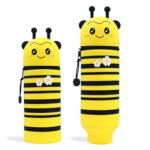 EEPLUYTY 2-In-1 Weiche Silikontasche - Kawaii, Kawaii Federmäppchen, Kinder Federmäppchen, DIY Niedlicher Cartoon, Stile (Biene) von EEPLUYTY