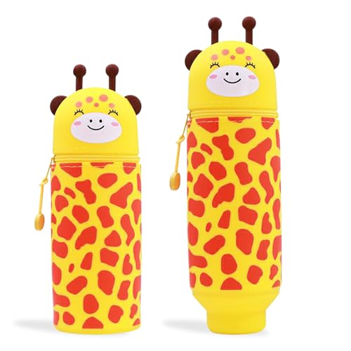 EEPLUYTY 2-In-1 Weiche Silikontasche - Kawaii, Kawaii Federmäppchen, Kinder Federmäppchen, DIY Niedlicher Cartoon, Stile (Giraffe) von EEPLUYTY